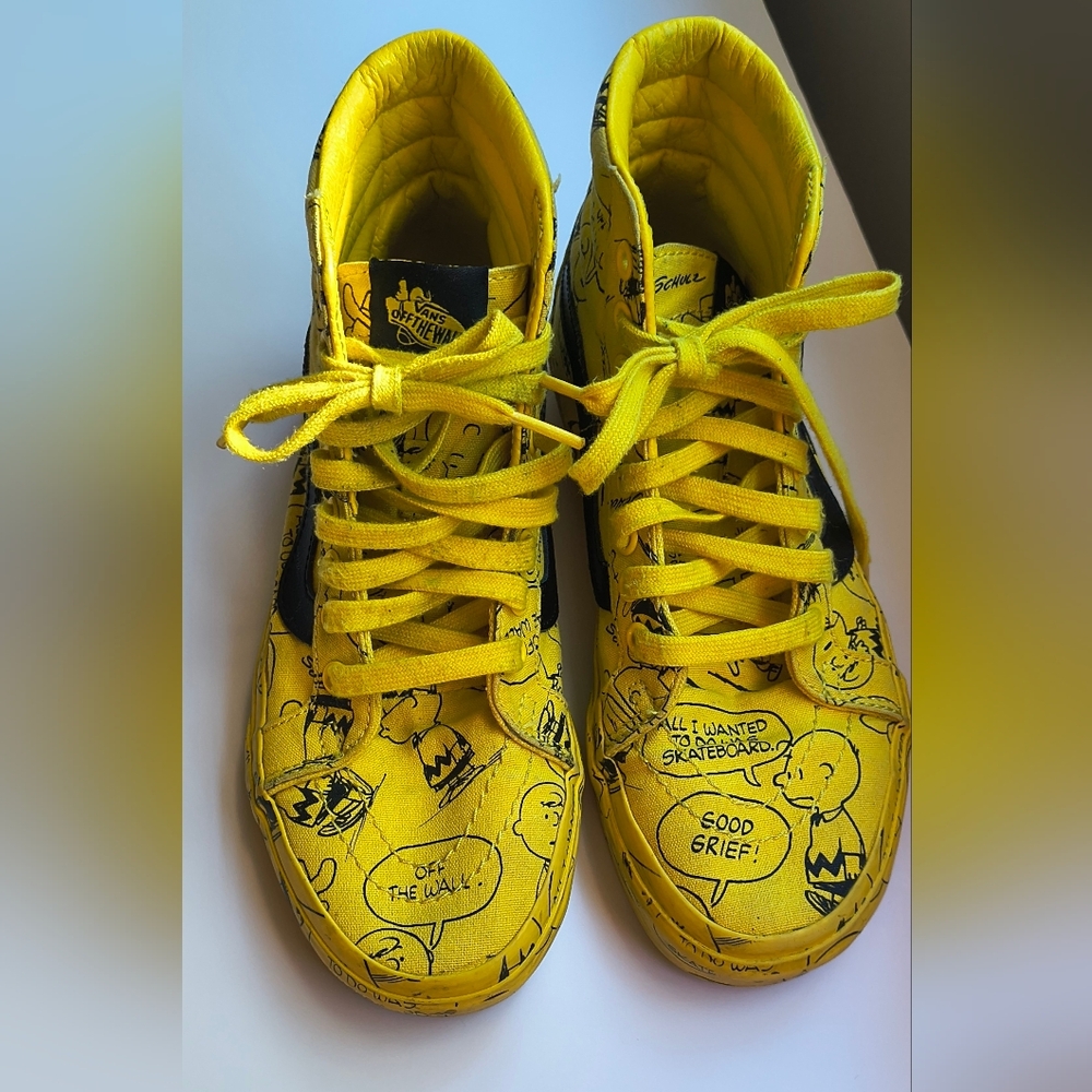 Peanuts Vans Sk8-Hi Charlie Brown Maize Sneakers Size 6 Men's, 7.5 Women, Indie